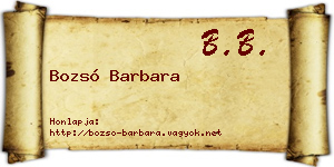 Bozsó Barbara névjegykártya