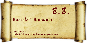 Bozsó Barbara névjegykártya